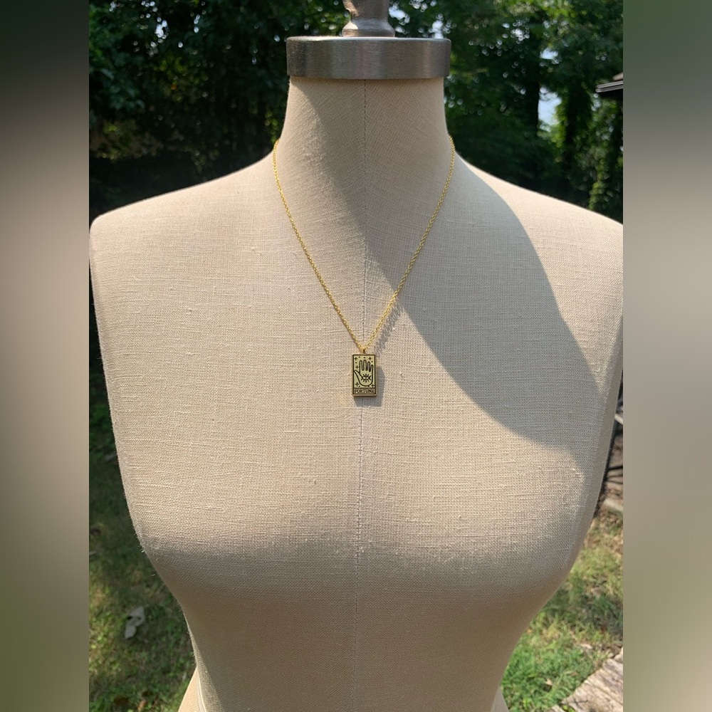 NWT Reversible Sterling Silver Plated Chain, Fortune Tarot Card Alloy Necklace - Picture 2 of 14